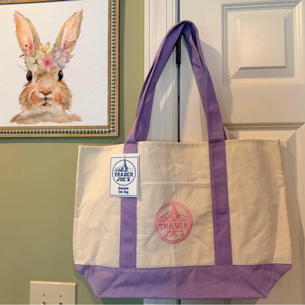 Trader Joe’s Large Lavender Tote Bag NWT 2026